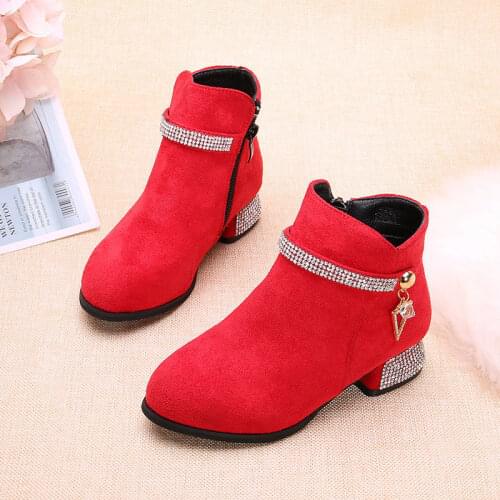 Kids Boots For Autumn Winter Girls Shoes Children Fashion Boots For Wedding and Party Shoes Pink Red Black 4 5 6 7 8 9 10 11-14T
