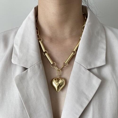 New Punk Temperament Love Couple Necklace Accessories for Women Girl Bamboo Heart Pendant Necklace Party Night Club Jewelry Gift