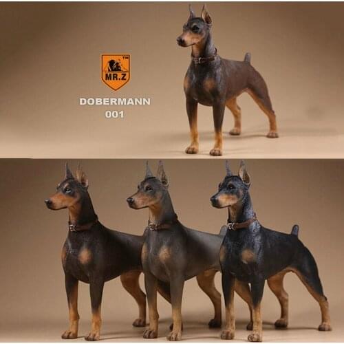 Resin Animal Model Toy 1/6 Doberman Model Police Dog Military Dog Figure Play Static Punctual Sand Table Decoration Boys