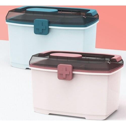 Portable Storage Medicine Box Plastic Thickened Double-Layer Home Kit First Aid Kit Portable Medicine Box