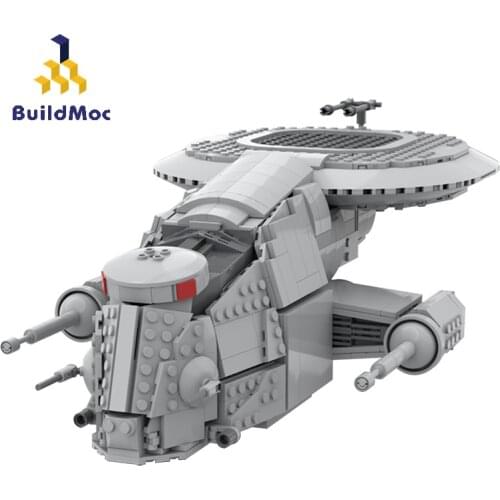 BuildMoc City Space Wars Battleship Weapons Mechanized Assault Flyer-MAF Gunboat Fighter Building Blocks MOC City Spaceship Toys