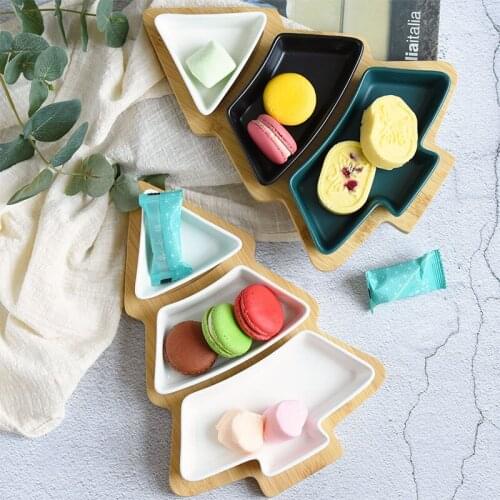 Christmas Tree Snack Dishes Set Porcelain Dinner Plate Salad Cake Fruit Dessert Candy Dishes Afternoon Tea Tableware