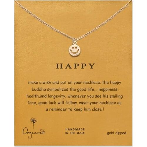 Sell Well Wish Card Clavicle Chains Necklace Smiley Face Pendant Exquisite Necklace For Women Men Jewelry Party Gift Jewelry