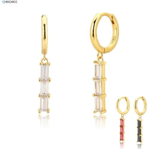 Kikichicc 100% 925 Sterling Silver Clear Zircon Piercing Drop Earring 2020 Fashion Fine Luxury Jewelry For Rock Punk Pendient