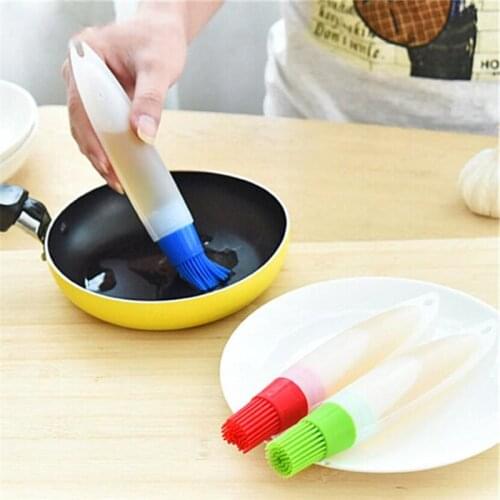 BBQ Silicone Oil Bottle With Brush Baking BBQ Basting Brush Pastry Oil Brush Kitchen Baking Honey Oil barbecue Tool Gadgets