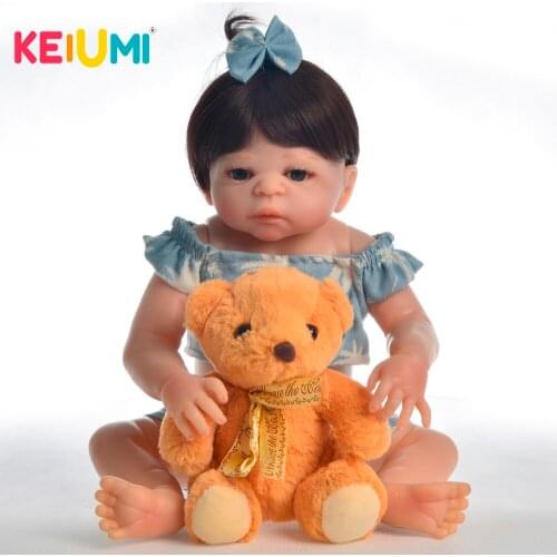 KEIUMI Silicone Baby Dolls Real Reborn Dolls Toy With Handmade Clothes Reborn Baby Full Body Silicone Toy For Girl