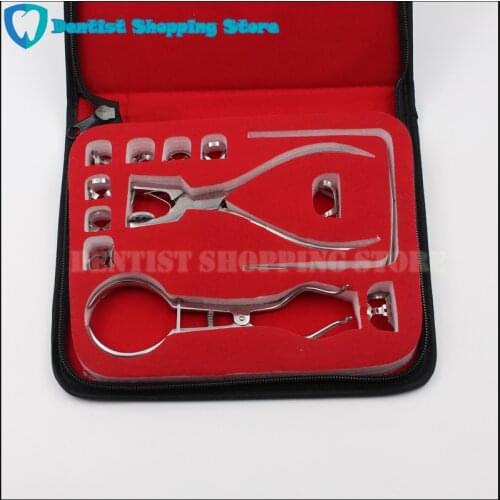 Teeth Care Dental Rubber Dam Set Perforator Puncher Pliers for Dentist Orthodontic Lab Device Instrument Equipment 12Pcs