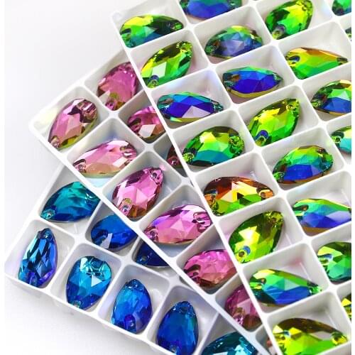 Drop Strass Crystals Glass Sew On Rhinestones Flatback Crystal Glitter Sewing Rhinestone Applique For Needlework Clothes Dress