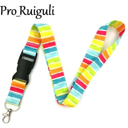 Colorful Rainbow Homosexuality Neck keychain necklace Anime Cartoon Neck Strap Lanyard ID badge holder Keychain Lanyards