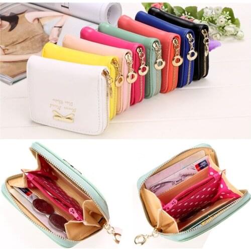 High Quality Brand Wallet Women Bowknot Small Purse PU Artificial Leather Wallet Female Zipper Coin Purse Wallet Overwatch