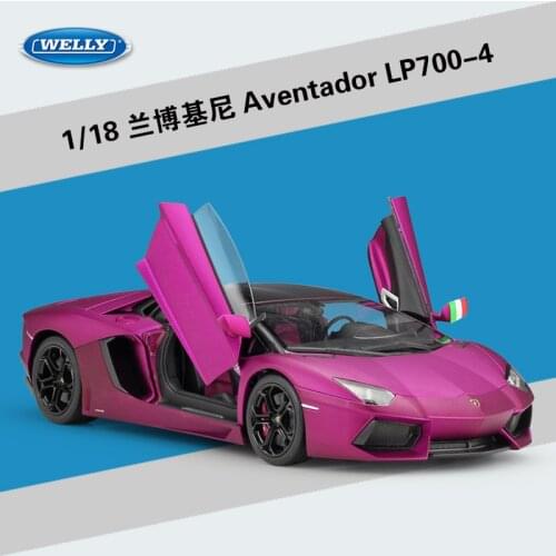 WELLY Diecast 1:18 Aventador LP700 Sport Cars White Black Pink Purple Orange High Simulator Alloy Metal Model Car