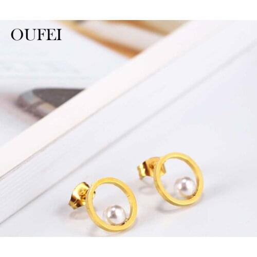 OUFEI Stud Earrings Gifts For Women Fashion Jewelry Accessories Charm Earrings Pearl Stainless Steel Jewelry Woman Wholesale