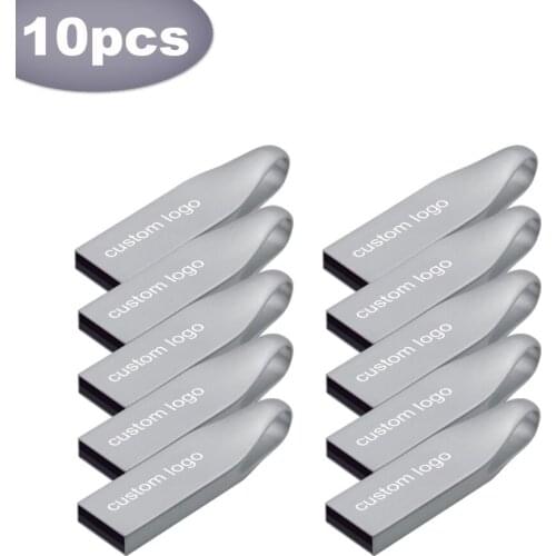 10pcs/lot USB Business metal USB 2.0 Flash Drive Portable pendrive 4GB 8GB 16GB 32GB 64GB rotatable memory gift free custom logo