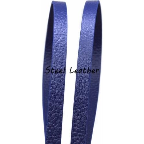 2m/lot Approx 10*2.5mm blue wide flat Leather Cord for DIY Necklace Bracelet Making Leather Strands for Jewelry DIY MAKING CORDS