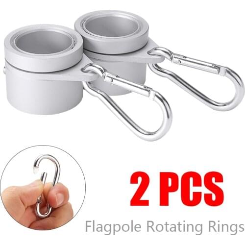 2pcs/lot New Aluminium Alloy Flag Pole Flagpole Rotating Rings Clip Anti Wrap Grommet Mounting Rings Kit Silver