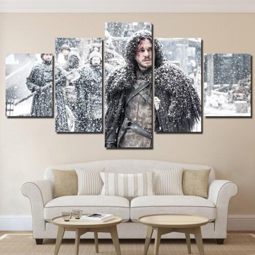 No Framed Canvas 5Pcs Thrones Movie TV Show Modular Wall Art Posters Pictures Paintings Home Decor for Living Room Decorations