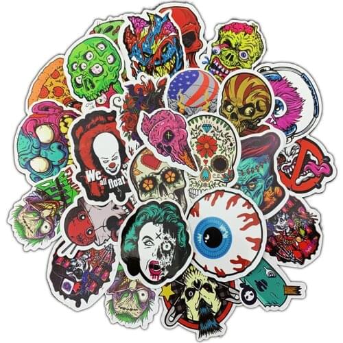50pcs Terror Series Sticker Graffiti Skeleton Funny Stickers For DIY On Travel Case Skateboard Guitar Fridge Waterproof Decals