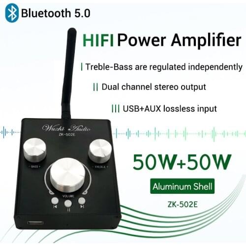50W+50W Bluetooth 5.0 Audio Power Amplifier NE5532 Stereo HiFi 2.0 Class D Digital TPA3116 USB Equalizer Mini Music AMP