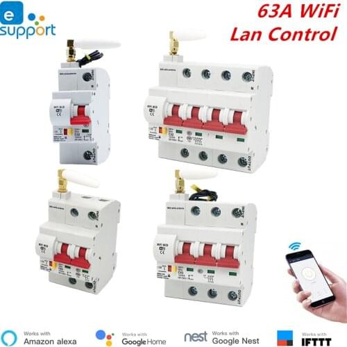 63A eWeLink WiFi Smart Circuit Breaker Automatic Switch overload short circuit protection , work with Amazon Alexa Google home