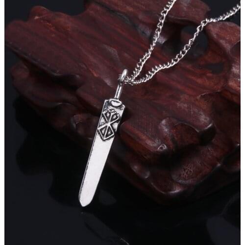 Berserk Brand of Sacrifice Guts Sword Pendant Necklace Black Swordsman Guts Metal Necklace for Women Men Fans Souvenir Jewelry