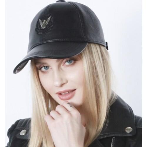 Real Leather Baseball Caps For Men Women Solid Genuine Leather Cap Snapback Hat Black Red Hip Hop Boy Spring Street Wear