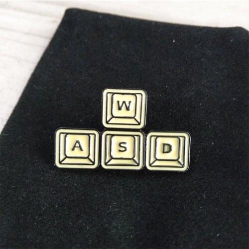 WASD Keyboard Enamel Pins Game Keys Tablets Brooches Gift Game Icon Denim Jeans Pin Badge Button Lapel Pin Gifts for Friends