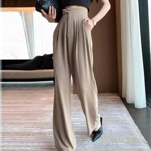 Long Pants Female High Waist Solid Straight Trousers For Women Large Size Casual Fashion Autumn Clothes New Lady Bottom
