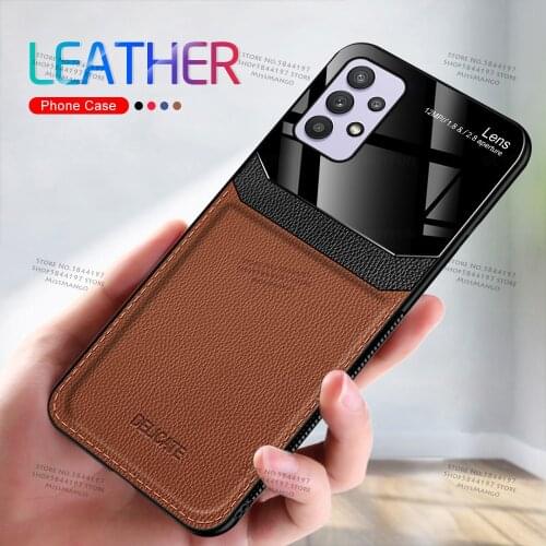 Leather Plexiglass Back Phone Shell For Samsung Galaxy A52 5G soft silicone tpu bumper for samsung a72 a32 4g 5g Phone Cover