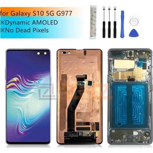 For Samsung Galaxy S10 5g lcd G977 touch screen digitizer assembly with frame G977B G977U G977N screen replacement repair parts