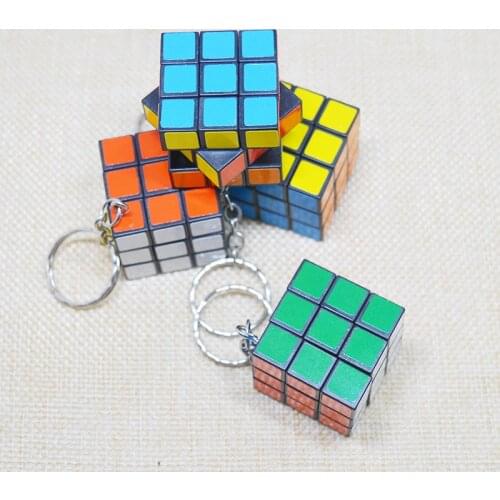 DoreenBeads Fashion Key Chain Silver Color Key Ring Small Multicolor Cube Pendant Trendy Creative Gift Key Chains,6 PCs