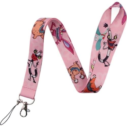 ER370 Aaahh!!! Real Monsters Cartoon Pink Neck Strap Lanyards ID Badge Card Rope Chain Phone Gym Strap Webbing Necklace Kid Gift
