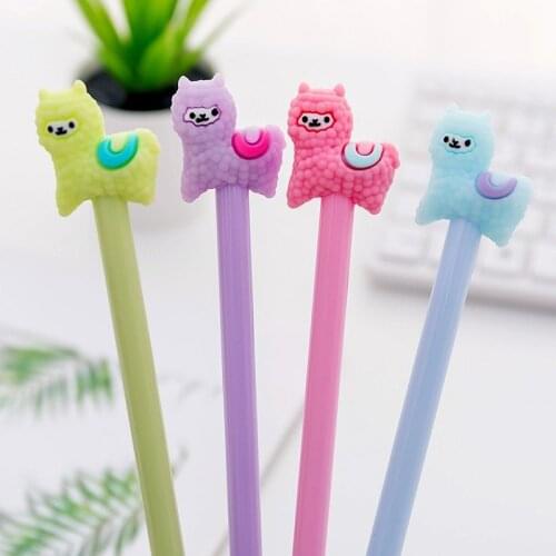 1pcs Cute Cartoon Alpaca Design Gel Pen Student Writing Office Stationery Black Ink 0.38mm Signing Pen Escolar Papelaria