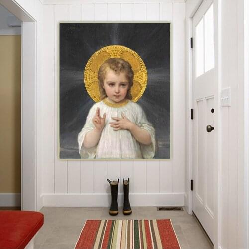 Citon Emile Munier《Jesus》Canvas Oil Painting Artwork Cute kid Poster Picture Background Decor Home Childrens room Decoration