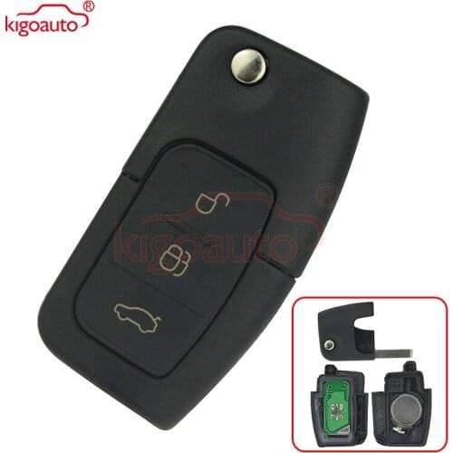 Kigoauto 433MHz 4D60 Chip 3 Buttons Flip Folding Remote Control Key for Ford Focus Fiesta 2013 Fob Case With HU101 Blade