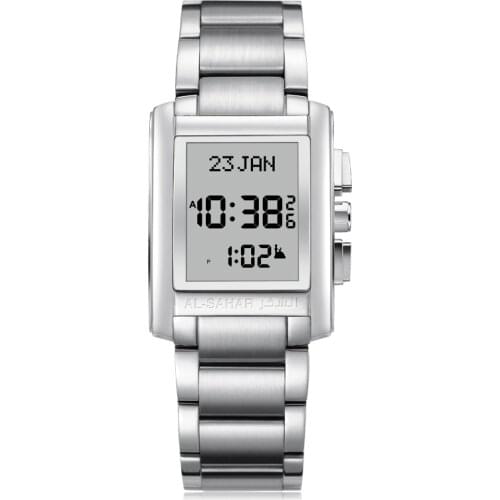 Classic Islamic Athan Reminder with Auto-Qibla Back Light Hijri Calendar Al-Fajr Time Azan Watch for Muslim Prayer