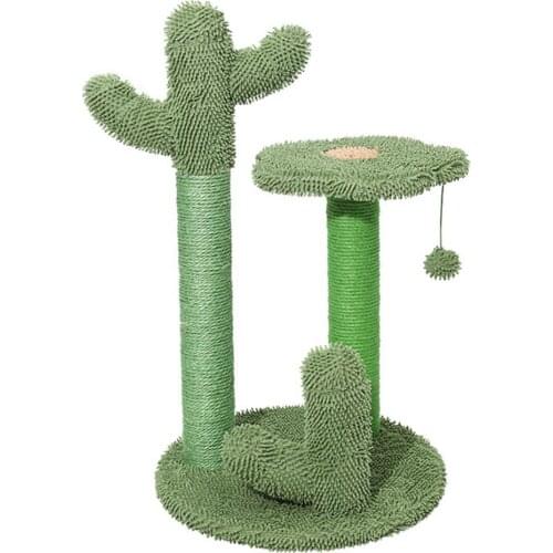 Cactus Cat Scratching Post With Sisal Rope Cat Scratcher Cactus Board For Young And Adult Cats Climbing Platform Ball Toy