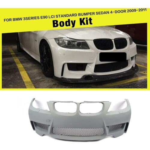 PU + Carbon Fiber Racing Front Bumper Body Kits Lip for BMW 3 Series E90 LCI Standard Bumper Sedan 4-Door 2009 - 2011