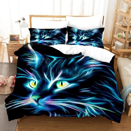 3D Cat Bedding Set Aniaml Luxury Design Duvet Cover Sets Pet Bed Linen For Kids Boys With Pillowcase 2/3Pcs Quilt Drop Shipping