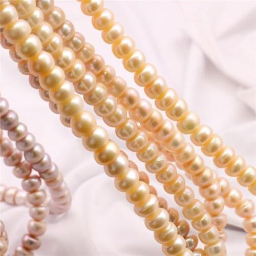Cute/Romantic Natural Orange Fresh Water Pearl 8-9mm Abacus Round Shape Loose Beads Jewelry Diy Gifts for Women 15inch Y852
