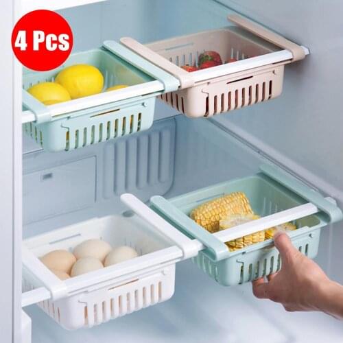 Mini ABS DIY Slide Kitchen Fridge Freezer Space Saver Organization Storage Rack Bathroom Shelf Rack Organizer Holder Space Saver