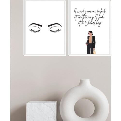 Minimalist Fashion Girl and Eyes Wall Art Canvas Painting Nordic Posters and Prints Wall Pictures for Living Bedroom Decoration