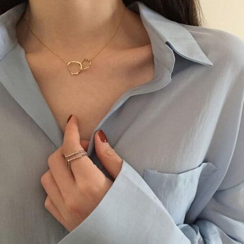 Fashion Linked Double Circle Necklaces Round Irregular Necklaces for Women Sexy Minimalist French Necklaces Gifts Hot