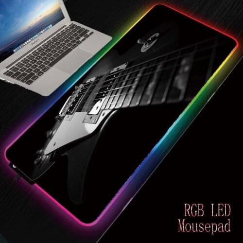 MRGBESTRGB Guitar Music Large Gaming RGB USB LED Glowing Gamer Keyboard Mousepad Mice Mat 7 Lighting Modes for Computer Laptop