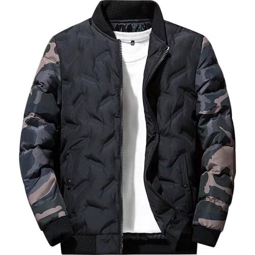 Mens Winter Jackets Coats Outerwear Clothing Camouflage Jacket Mens Stand Collar Collar Outwear Thick Warm Male Parkas Military
