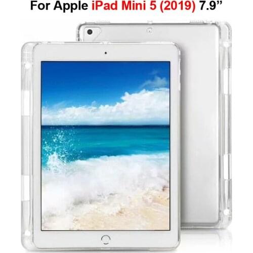 Soft TPU Transparent Silicone Cover For iPad mini 5 mini5 2019 Case Silicon Coque For iPad Mini 5 Case Pencil Holder Capa Funda
