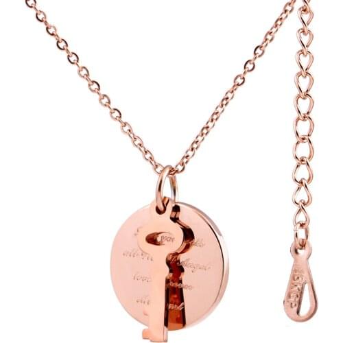 Fashion Valentine key couples necklace Titanium Stainless Steel Heart Necklaces For Women Men