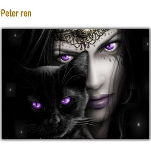 Peter ren DIY Diamond Embroidery kit Paintings girl square mosaic Full Resin crystal rhinestones Crafts painting Beauty cat eyes