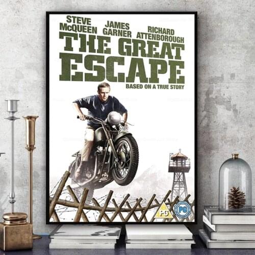 Classic Movie Posters and Prints Steve The Great Escape Canvas Painting Wall Art Picture Living Room Home Decor Cuadros
