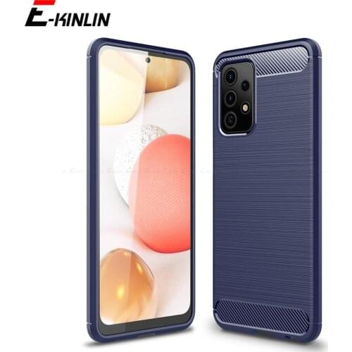 Shockproof Bumper Phone Case For Samsung Galaxy A02 A22 A32 A42 5G A52 Brushed Carbon Fiber Soft Silicone Protection Back Cover