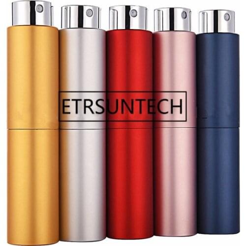 Empty Sample Glass Perfume Bottle 8ML Rotary Type spray Aluminum Cosmetic Packaging Parfum Bottle F1701